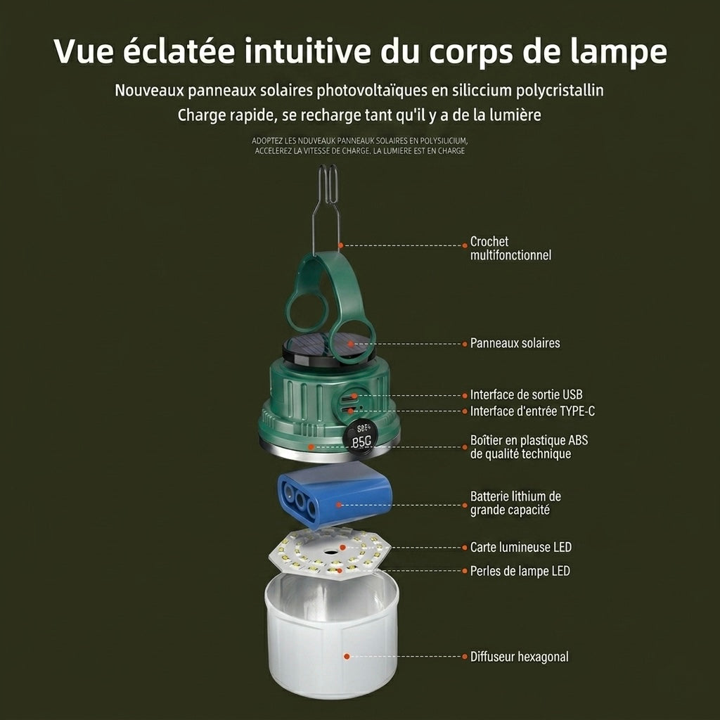 Lampe de Camping Solaire LED – Modèle M12